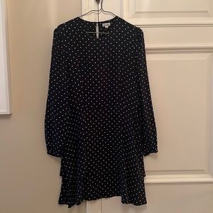 Steven Alan silk navy blue and white polka dot dress